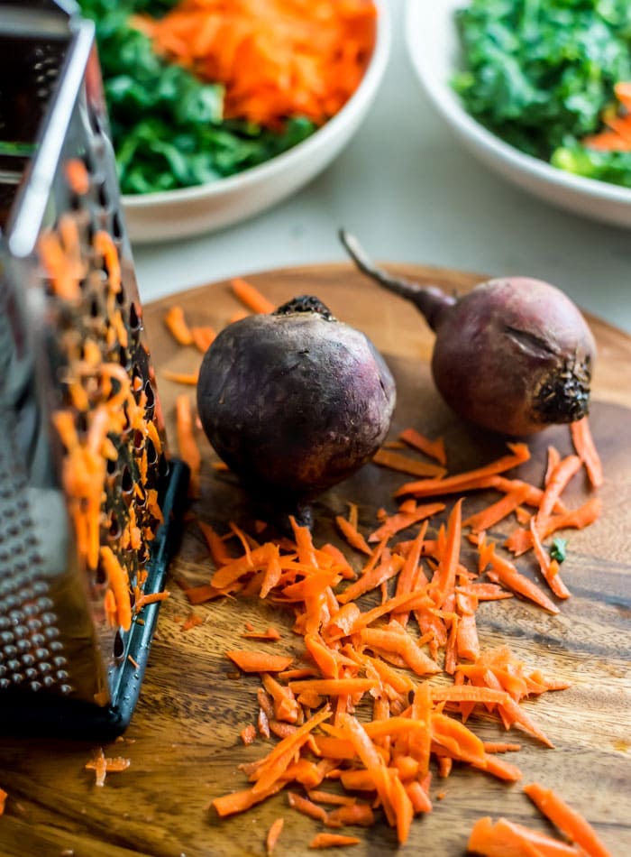 Beet and Carrot Kale Salad Ingredients - Running on Real Food