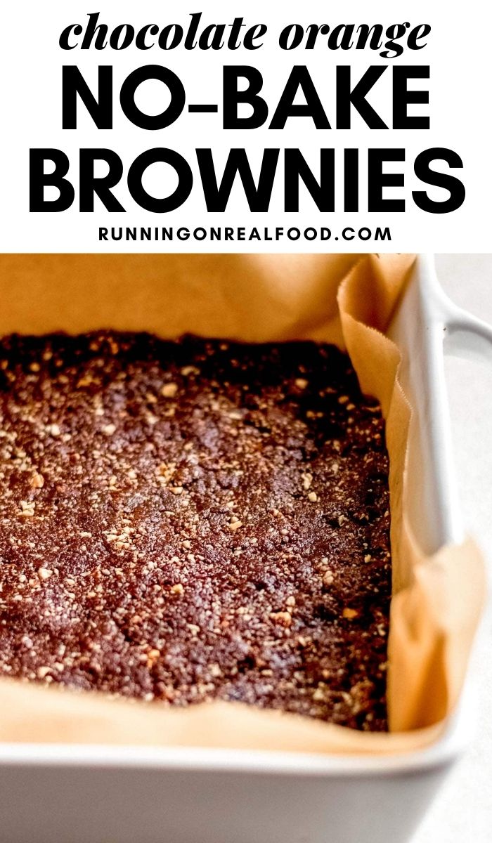 Pinterest graphic with an image and text for chocolate orange brownies.