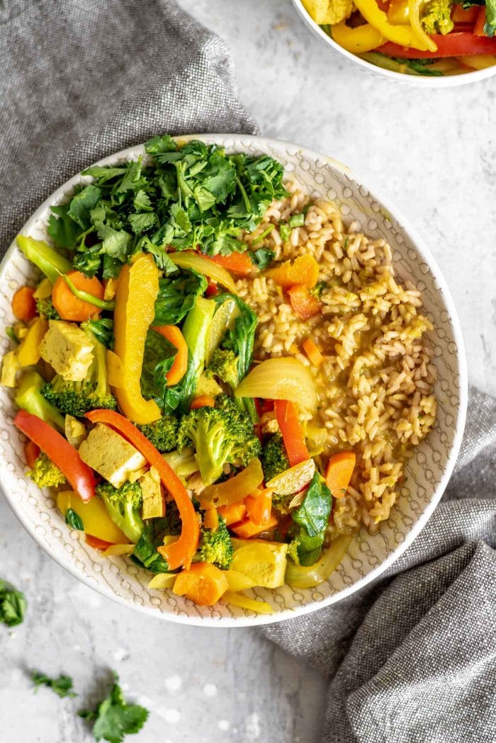 Easy Coconut Veggie Curry With Tofu Running On Real Food