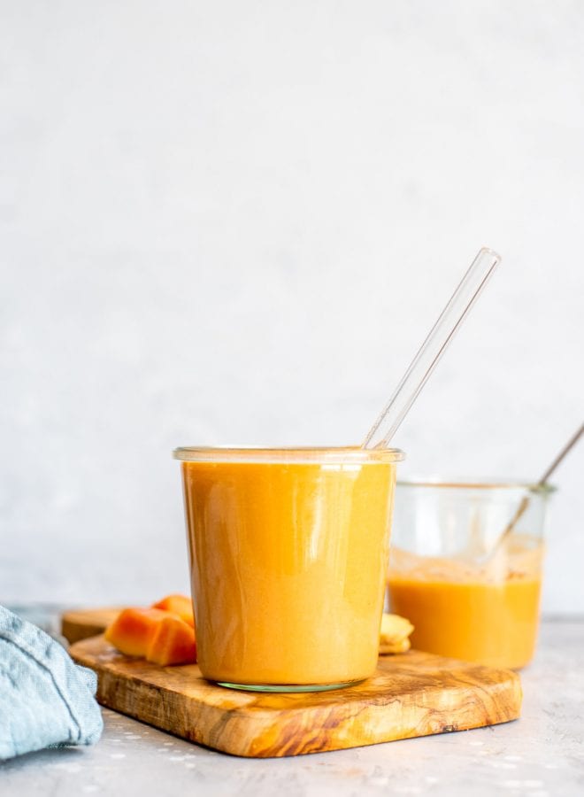 Vegan Banana Papaya Smoothie Recipe - Running on Real Food