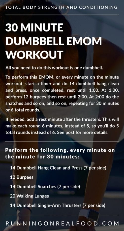 30 Minute Dumbbell EMOM Workout - Running on Real Food