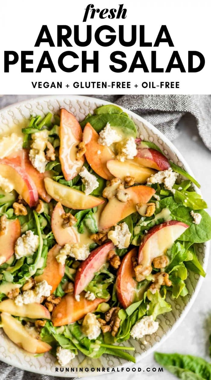 Pinterest graphic for Fresh Arugula Peach Salad.