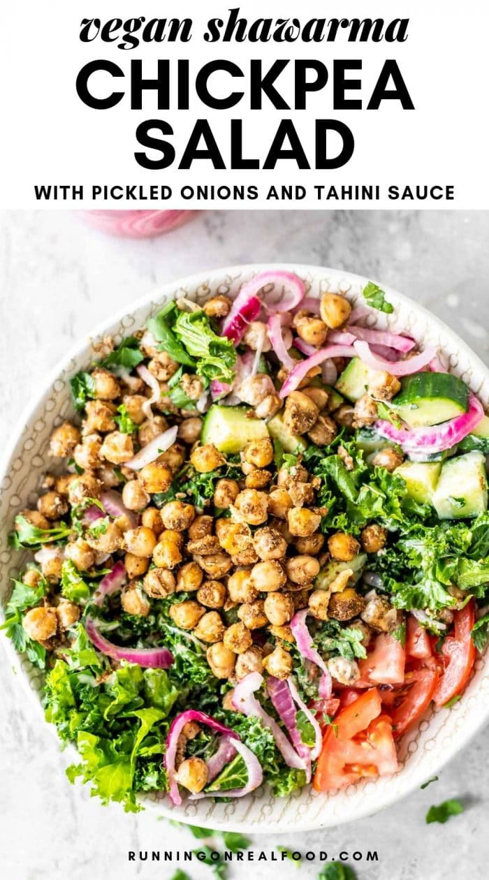 Pinterest graphic for vegan chickpea shawarma salad.