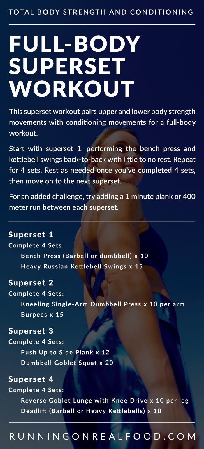 Description and instructions for full-body superset workout.