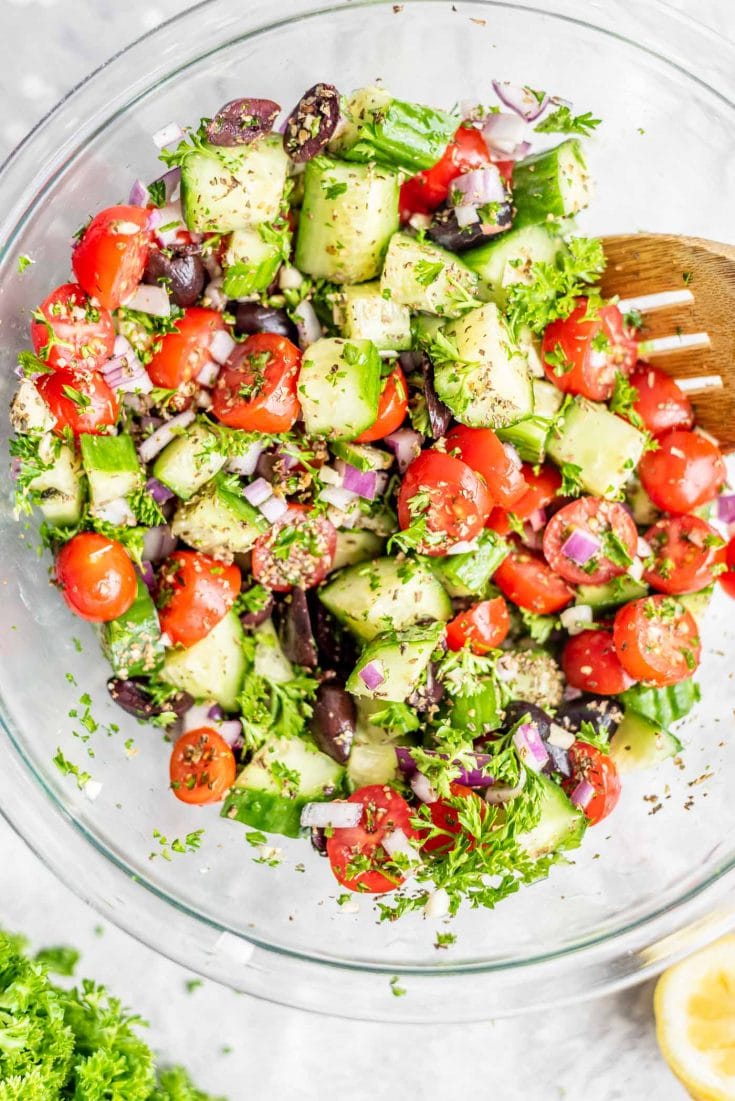 Vegan Greek Pasta Salad - Running On Real Food