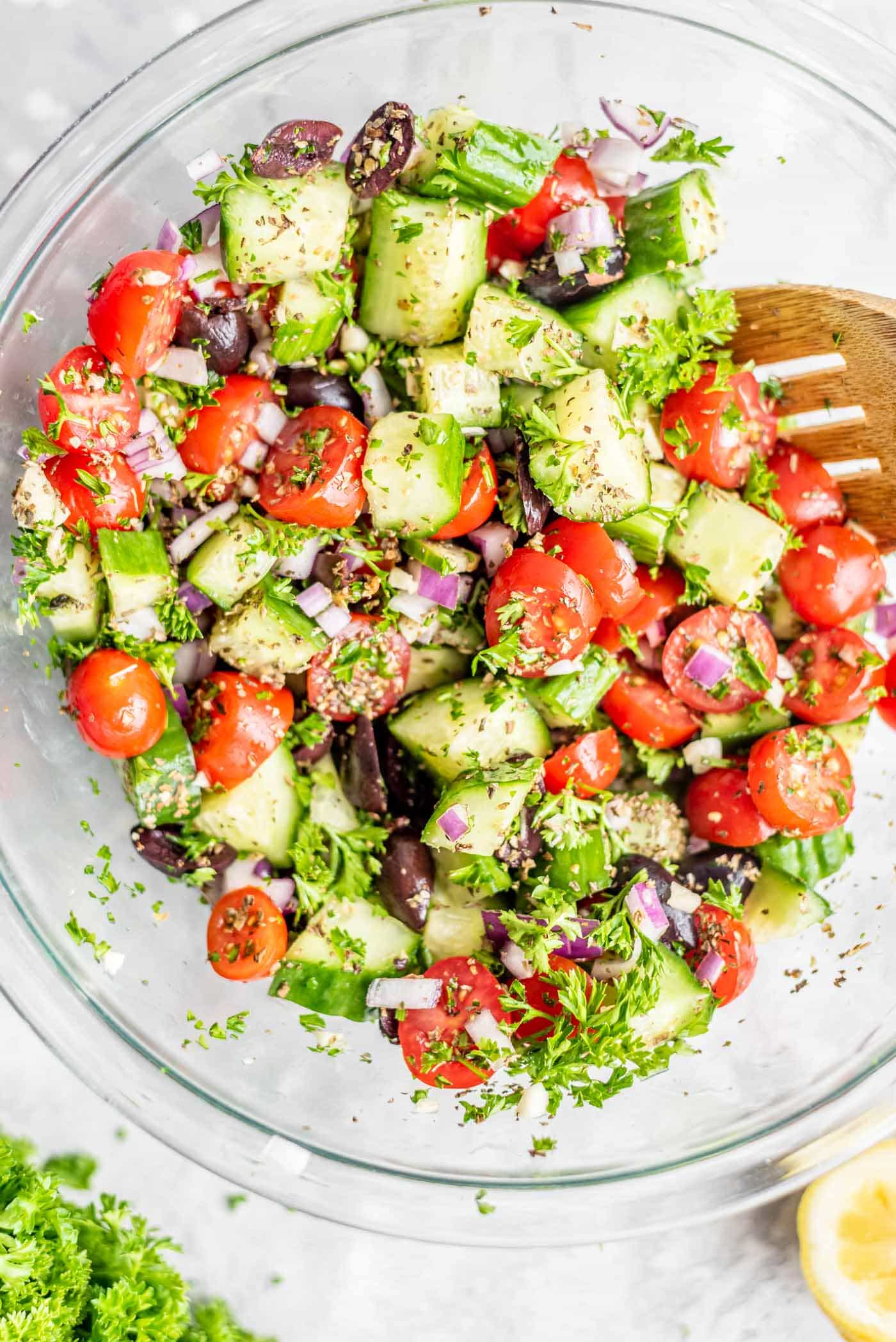 Vegan Greek Pasta Salad - Running on Real Food