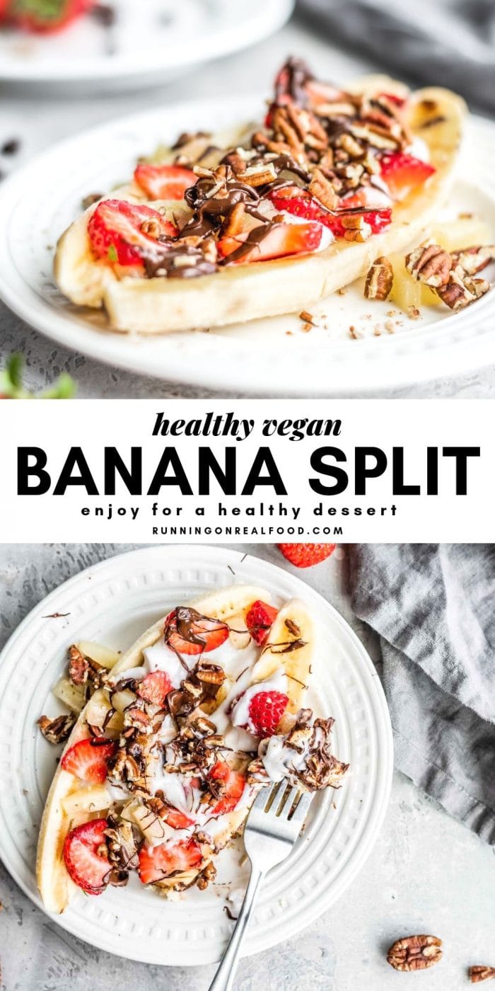Healthy Vegan Banana Split Pinterest Graphic