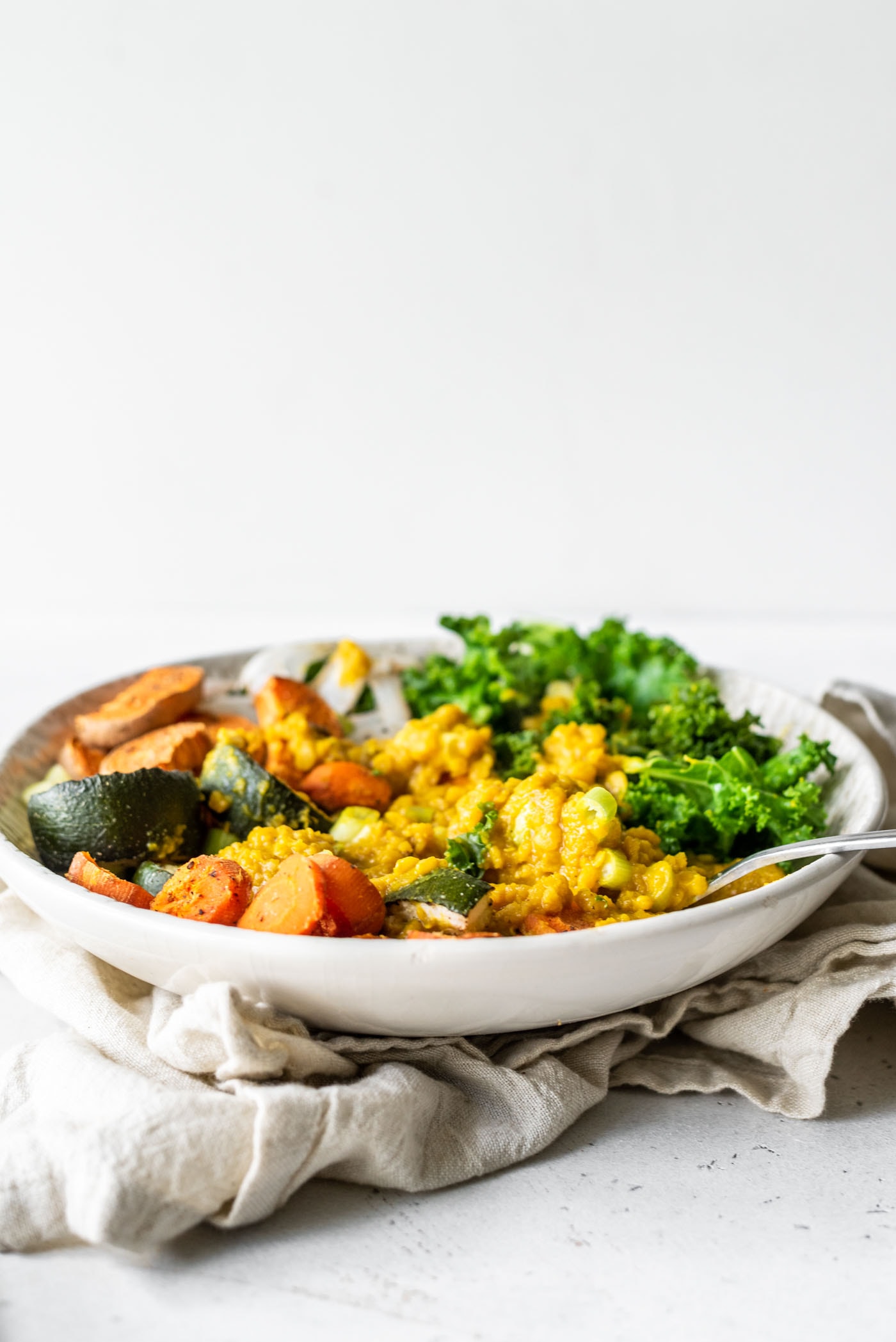Curried Lentil Bowl with Roasted Vegetables Running on Real Food