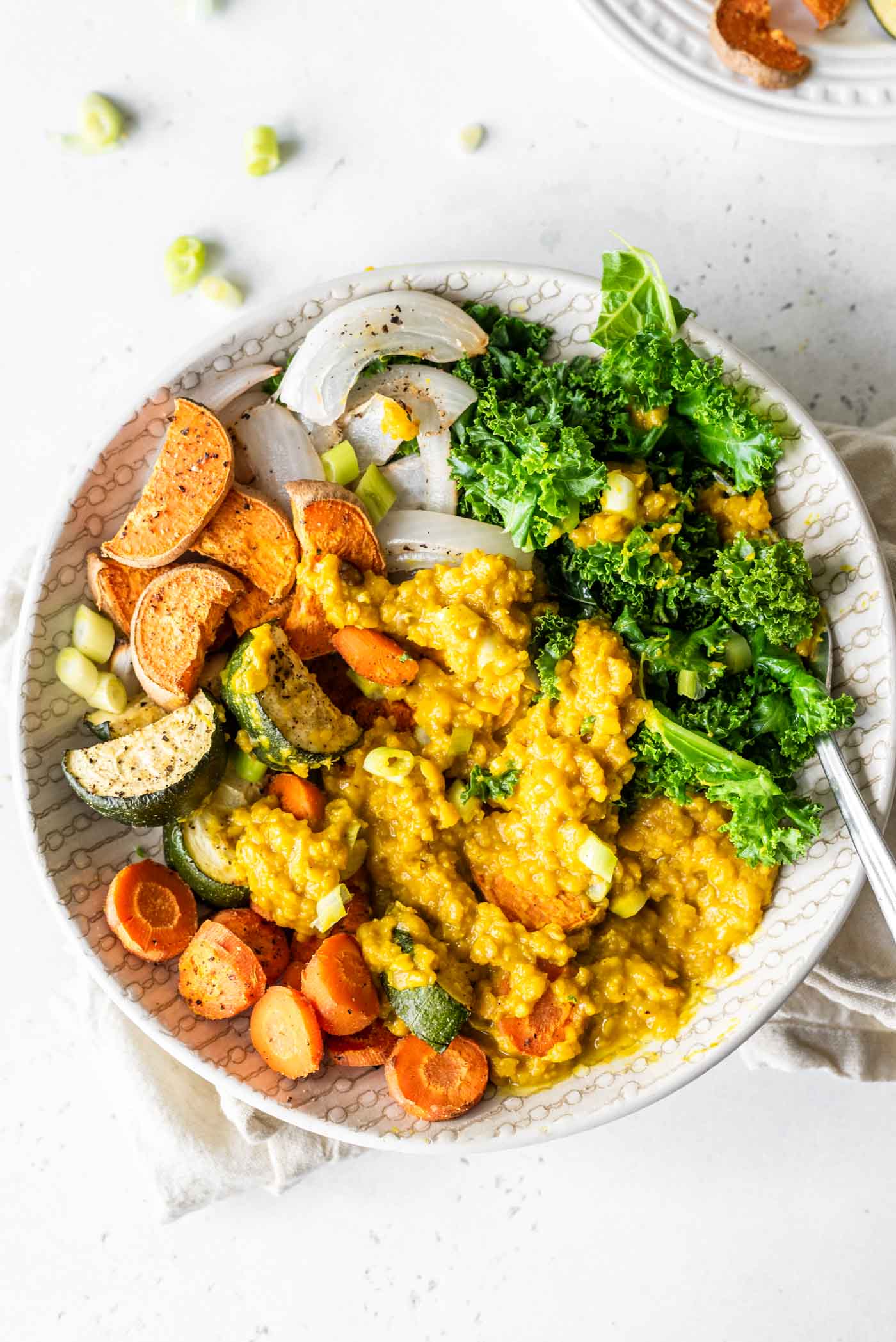 Curried Lentil Bowl with Roasted Vegetables - Running on Real Food