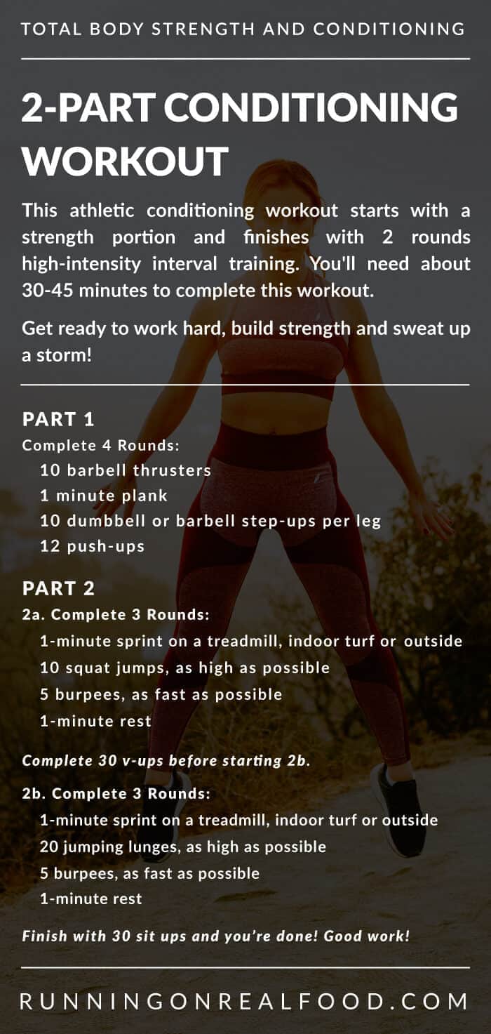 Workout instructions for a 2-part athletic conditioning workout.