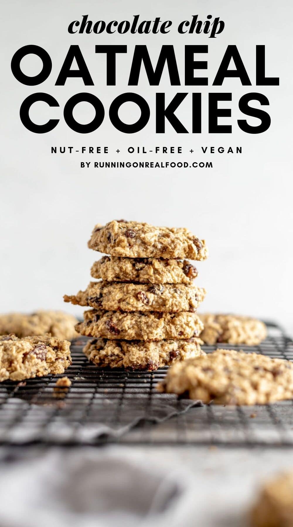 Pinterest graphic with text overlay for healthy oatmeal cookies.