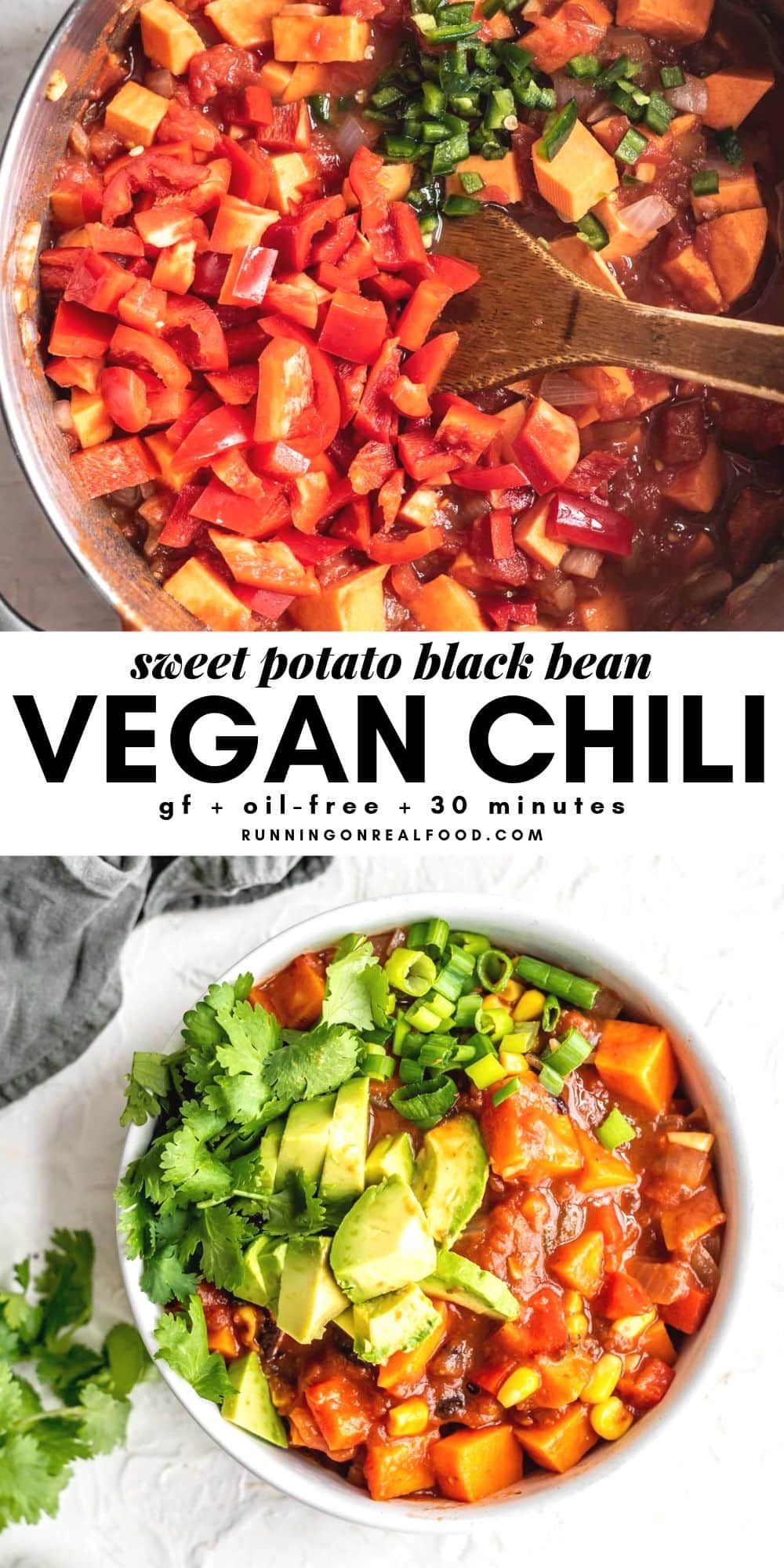 Vegan Sweet Potato Black Bean Chili - Running on Real Food