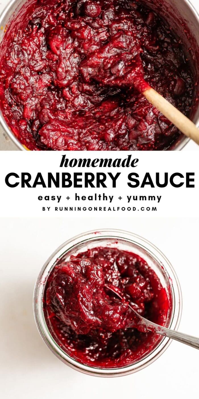 Pinterest collage with images of cranberry sauce and text overlay.