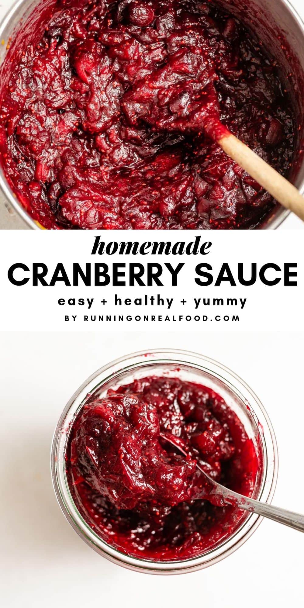 Pinterest collage with images of cranberry sauce and text overlay.