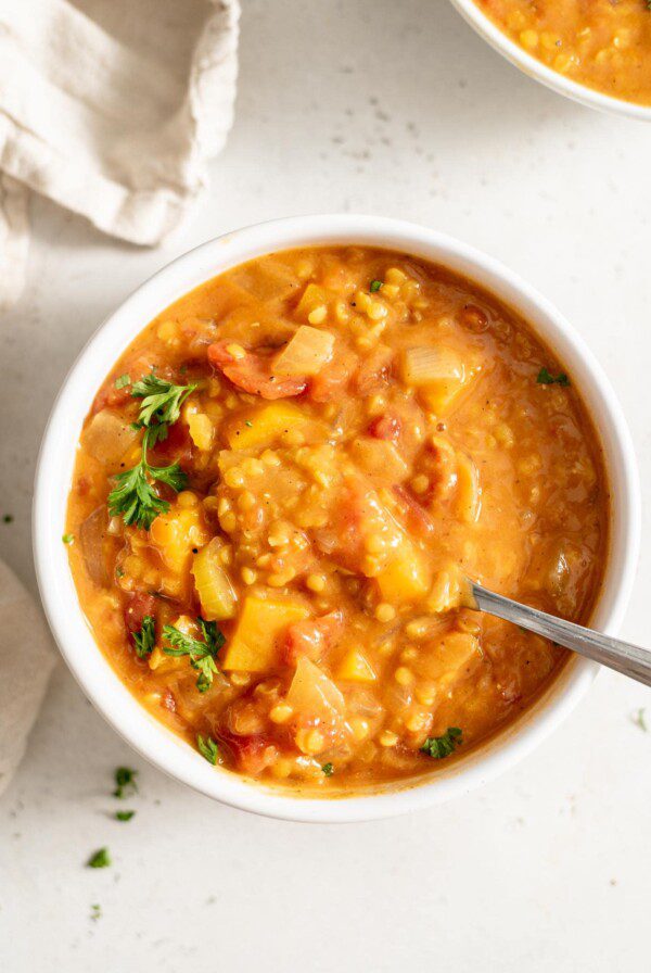 Healthy Vegan Butternut Squash Lentil Soup Recipe