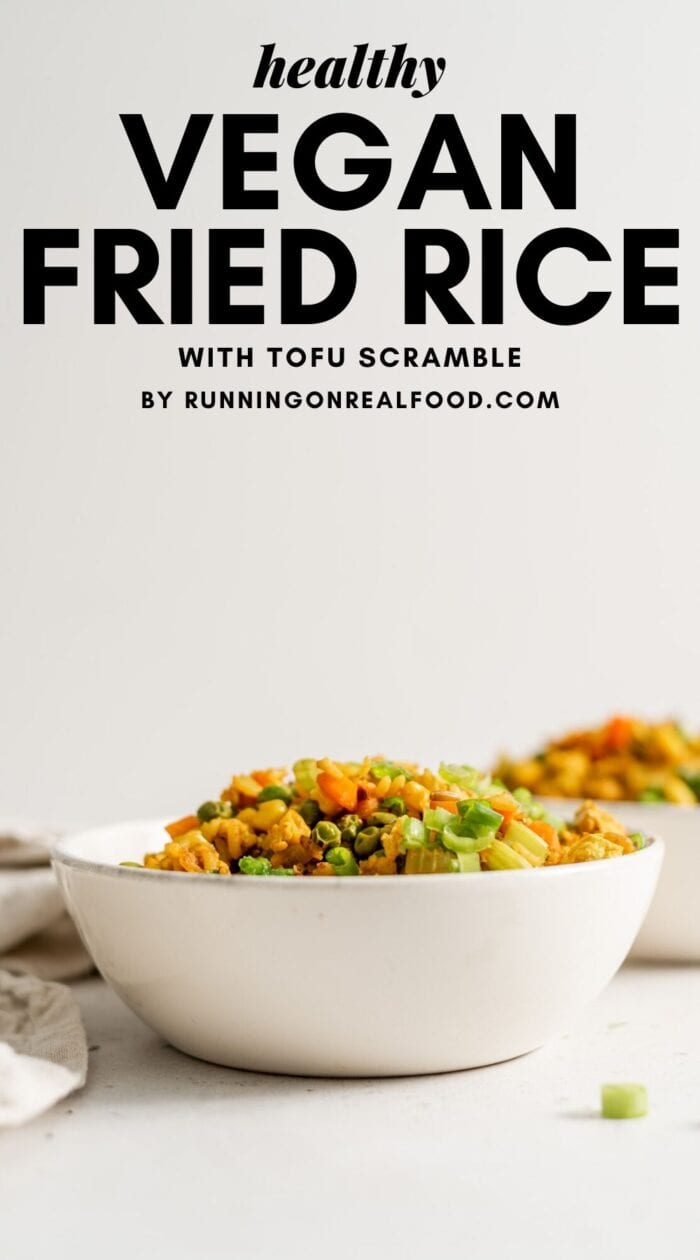 Pinterest graphic with an image of fried rice and a text overlay.