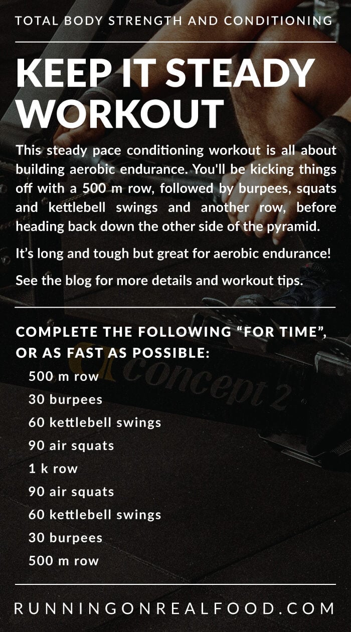 Workout instructions for a steady pace conditioning workout.