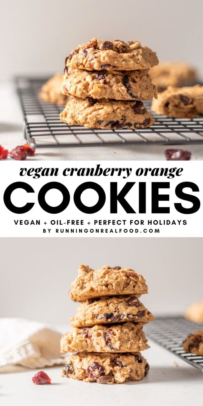 Pinterest image for cranberry orange cookies with a text overlay.