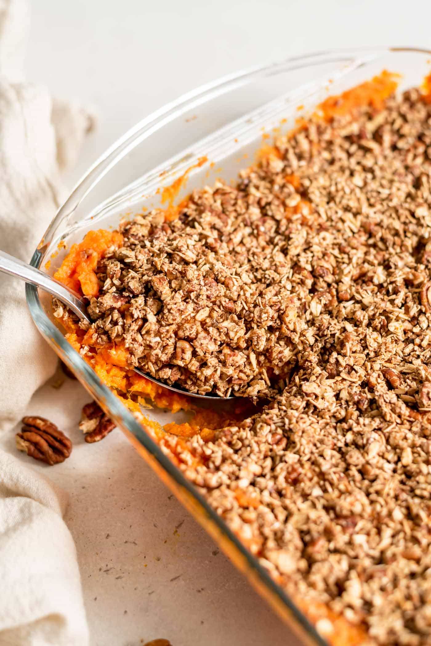 Healthy Vegan Sweet Potato Casserole - Running on Real Food