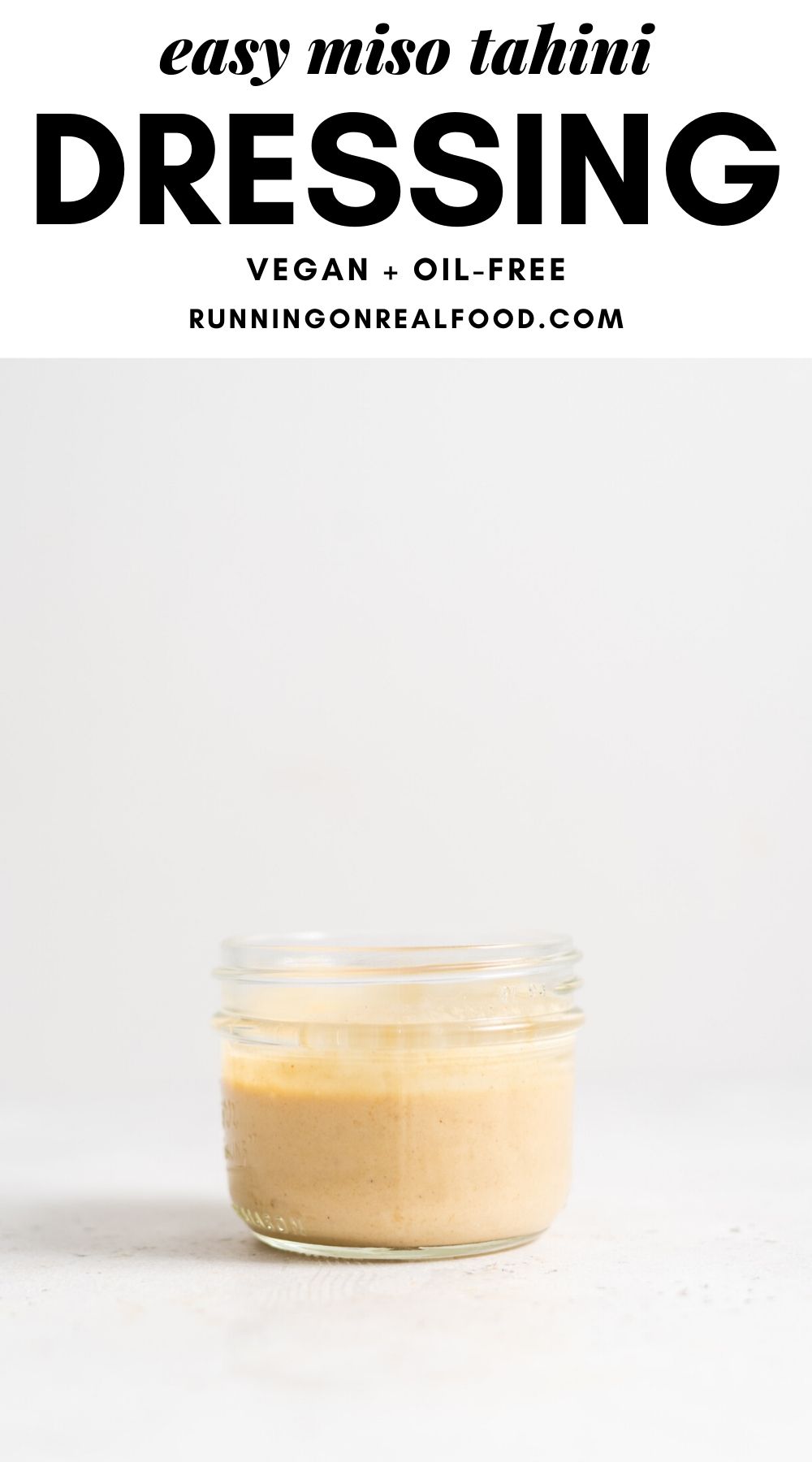 Pinterest graphic with an image and text for miso tahini sauce.