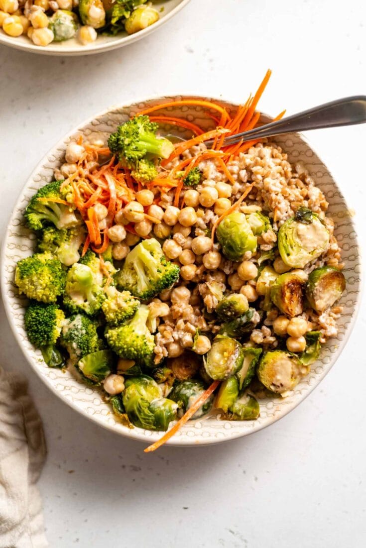 Farro Vegetable Chickpea Bowl - Running on Real Food