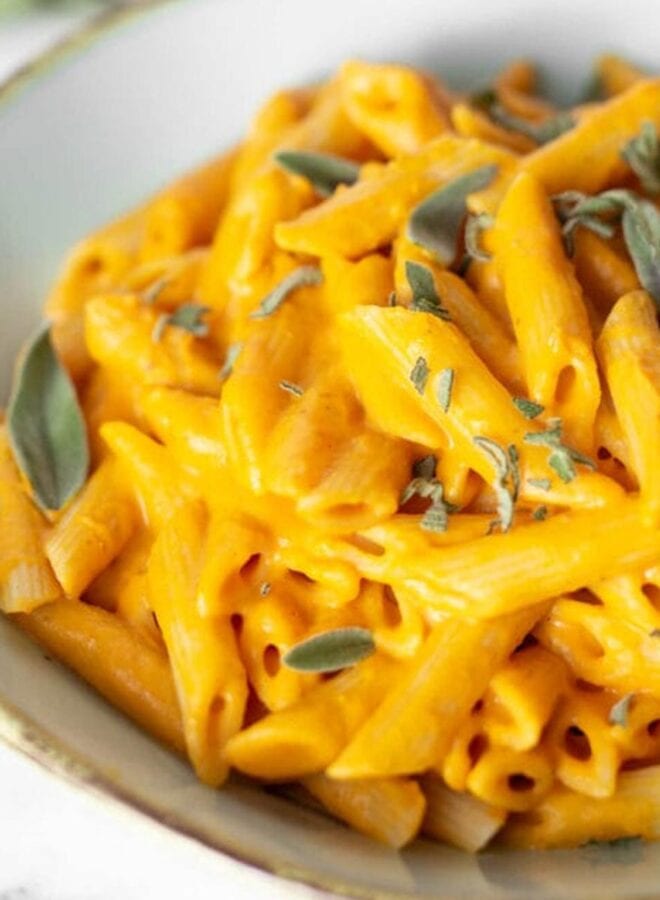 Creamy Vegan Pumpkin Pasta Recipe - Running on Real Food