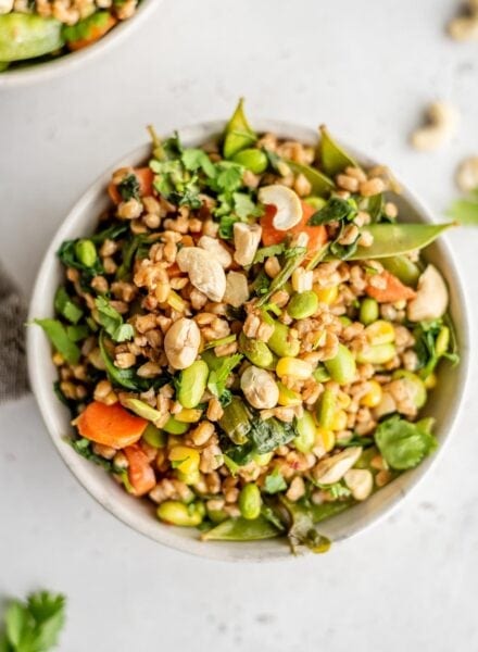 Vegan Fried Farro with Edamame - Running on Real Food