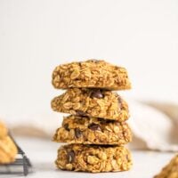 A stack of chocolate chip pumpkin cookies.