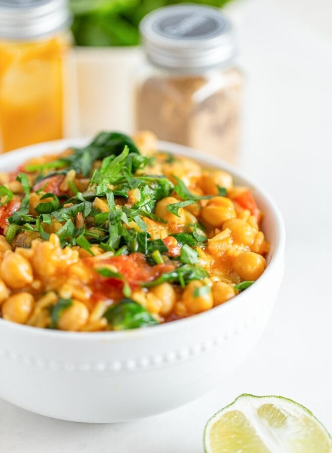 Curried Chickpea Stew with Rice - Running on Real Food