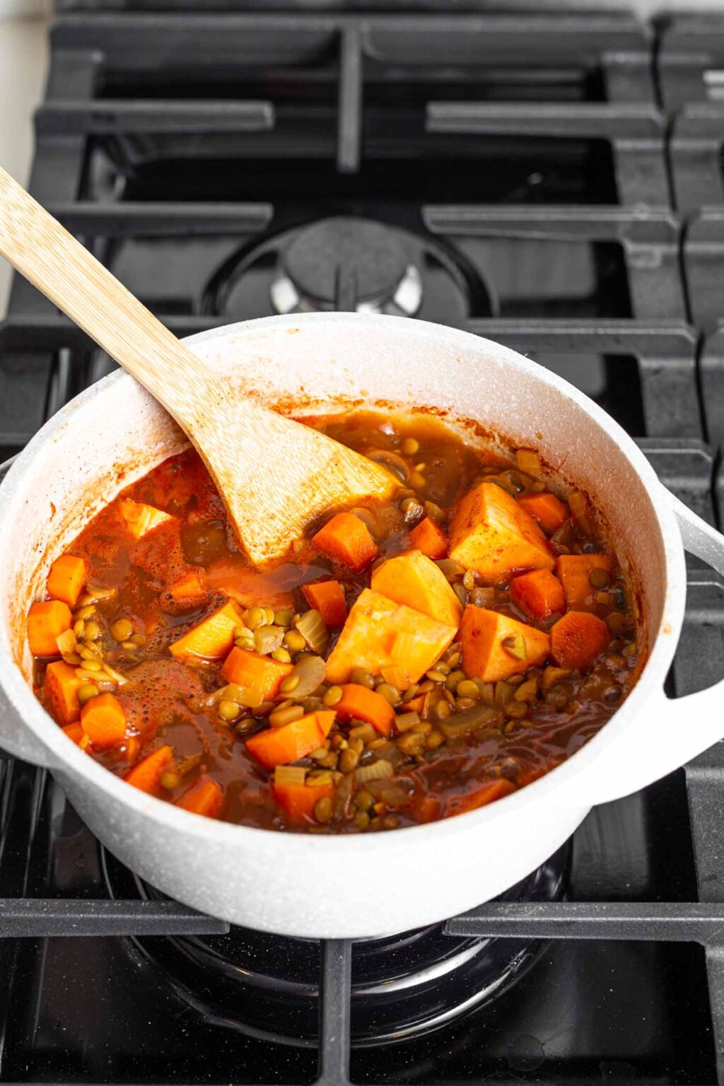 One-Pot Vegan Curried Sweet Potato Lentil Stew - Running on Real Food