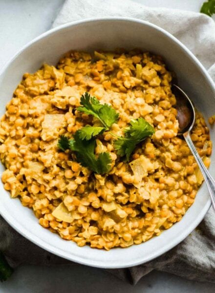 Vegan Red Lentil Dahl with Coconut Milk - Running on Real Food