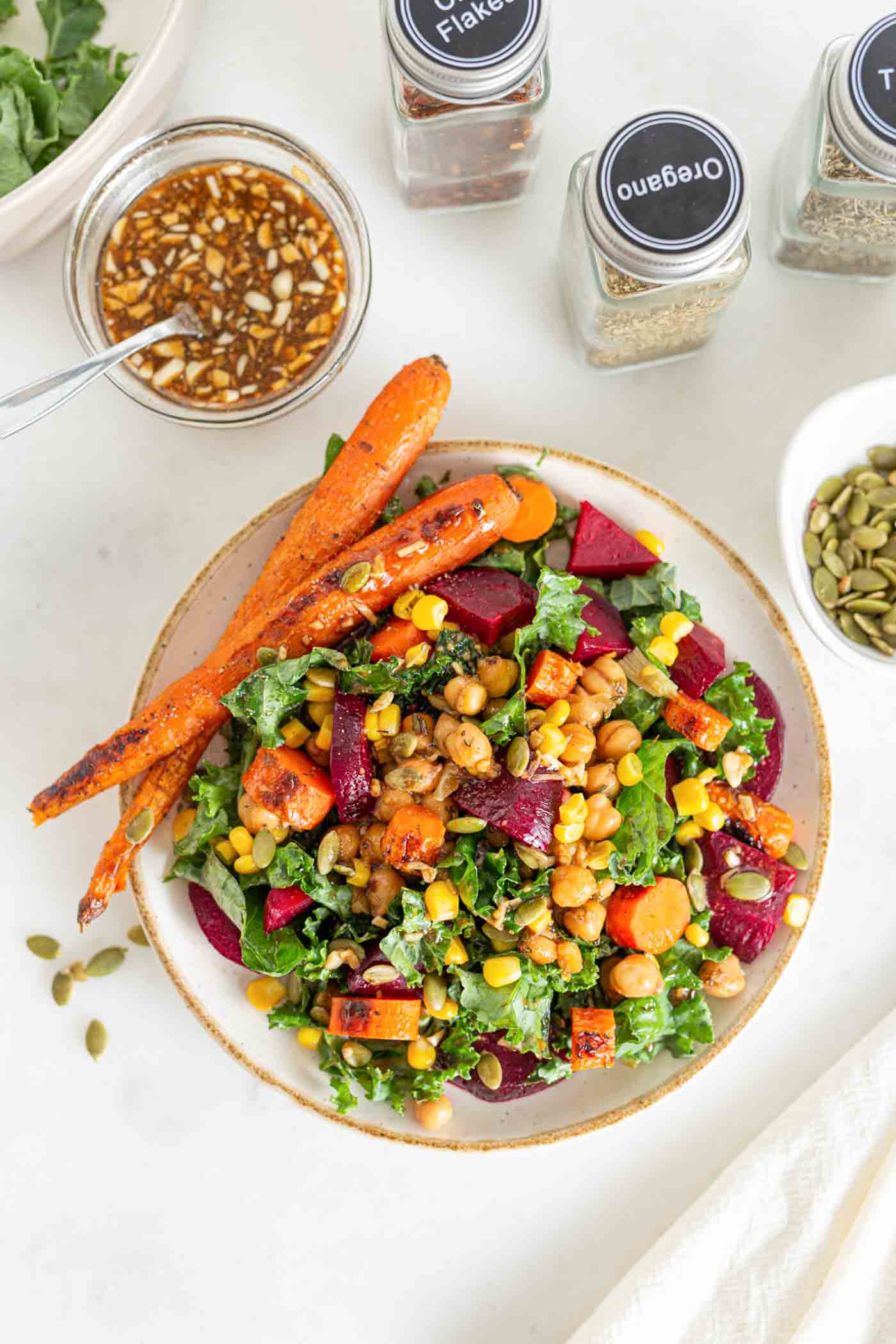 Roasted Beet Salad with Chickpeas - Running on Real Food