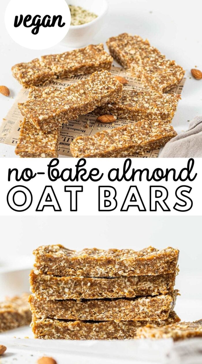 Pinterest graphic for no-bake oatmeal bars.
