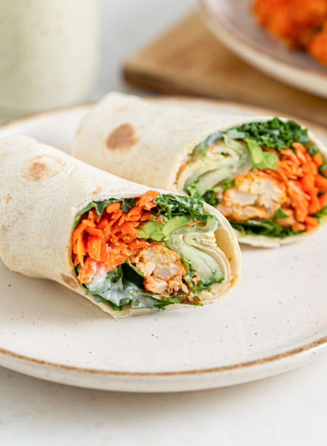 Vegan Buffalo Cauliflower Wraps - Running on Real Food