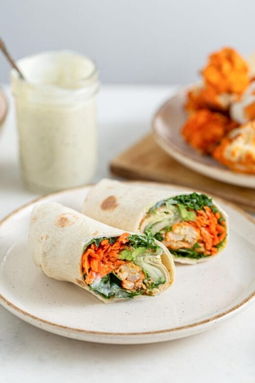 Buffalo Cauliflower Wraps - Running on Real Food