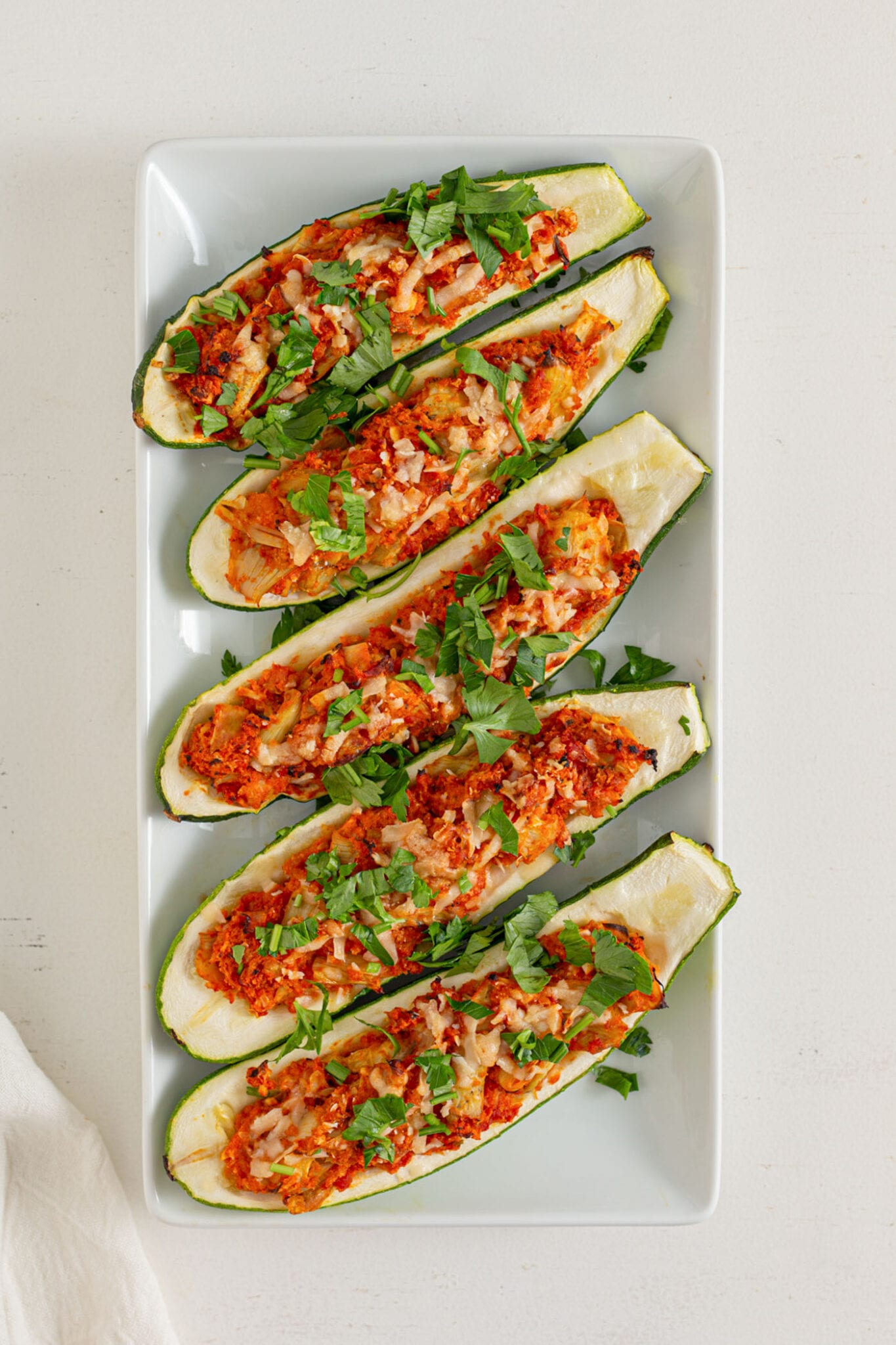 Vegan Twice Baked Stuffed Zucchini - Running on Real Food