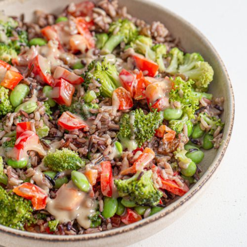 Edamame Broccoli Wild Rice Salad - Running on Real Food