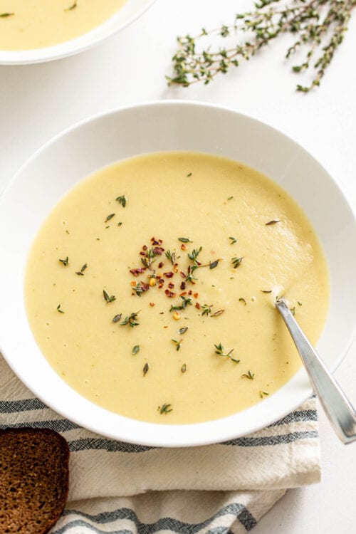 Vegan Potato and Leek Soup - Running on Real Food