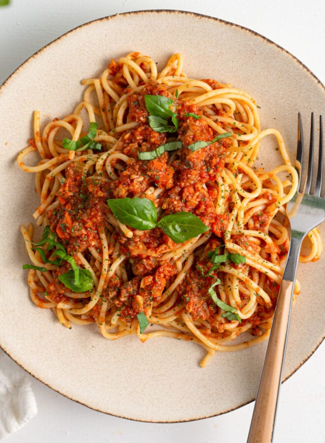 Best Vegan Mushroom Bolognese Sauce - Running on Real Food