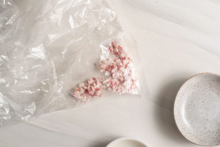 Crushed candy canes in a bag.