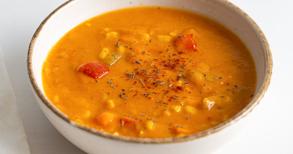 Vegan Sweet Potato Corn Chowder - Running on Real Food