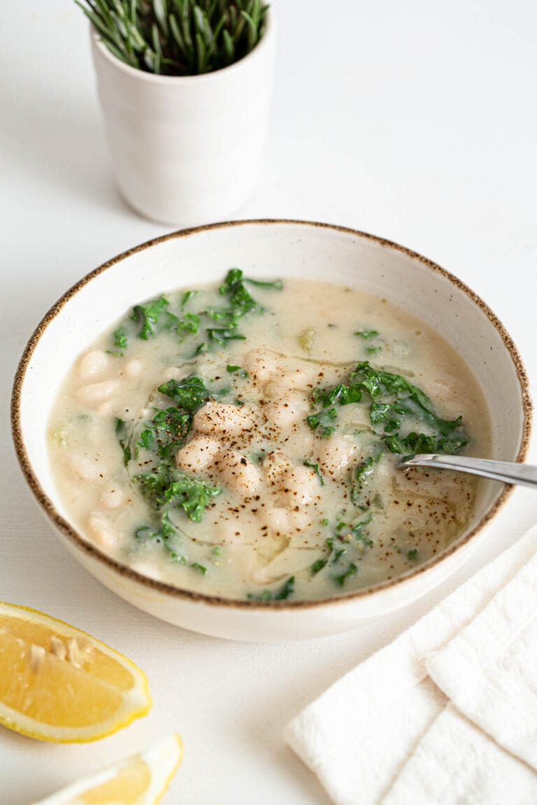 White Bean and Kale Soup - Running on Real Food