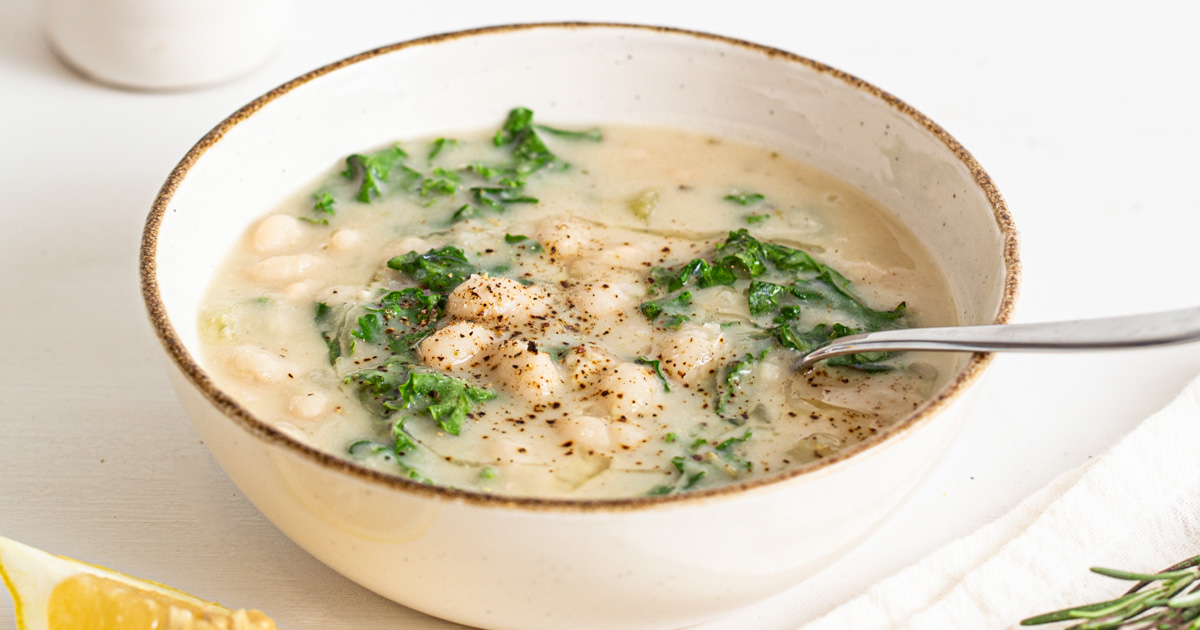 White Bean and Kale Soup - Running on Real Food