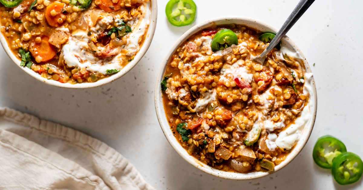 Slow Cooker Red Lentil Chili