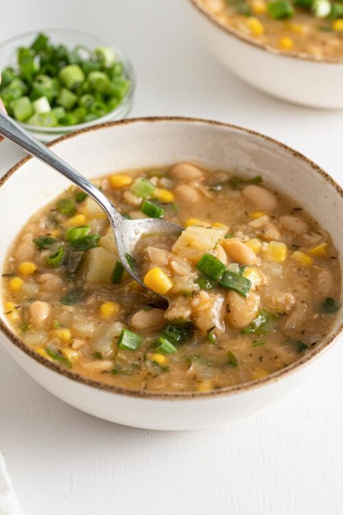 Vegan White Bean Chili Recipe - Running on Real Food