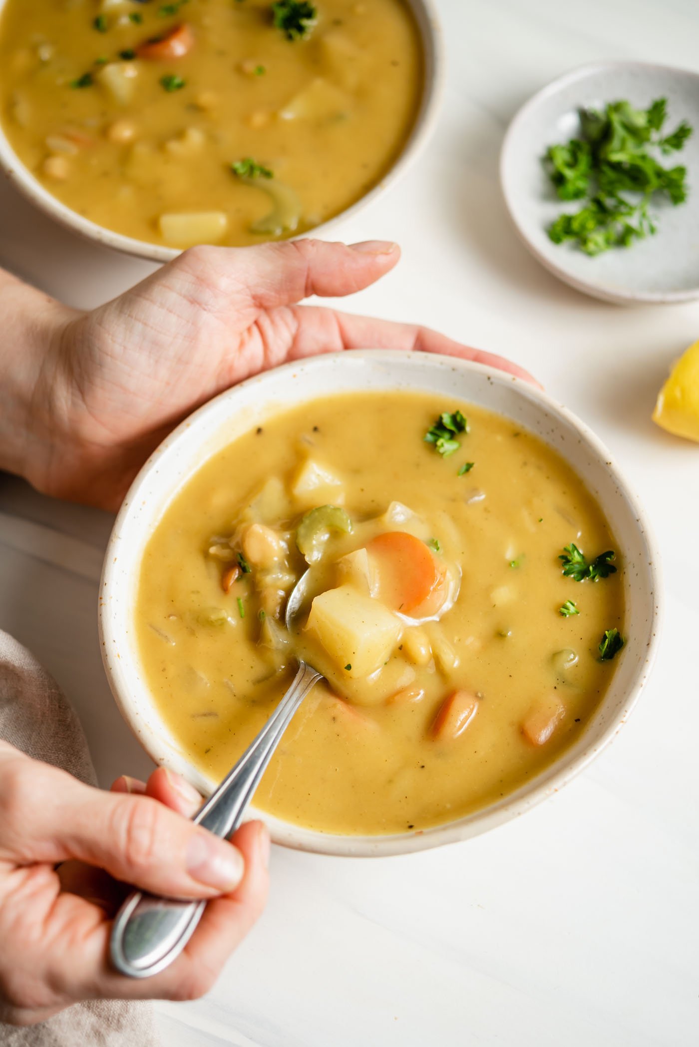 Vegan Chickpea Vegetable Chowder - Running on Real Food