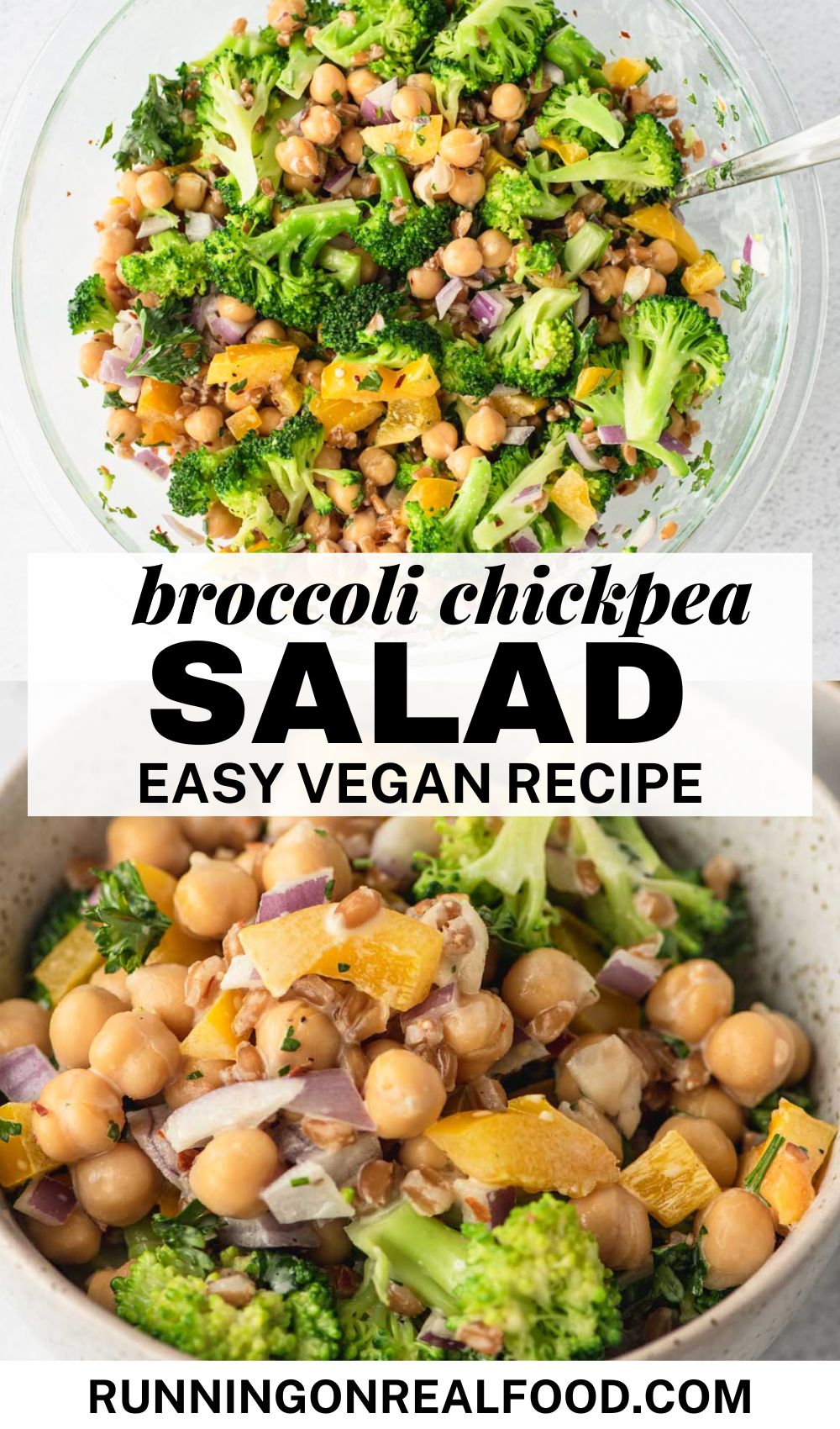 Broccoli Chickpea Farro Salad - Running on Real Food