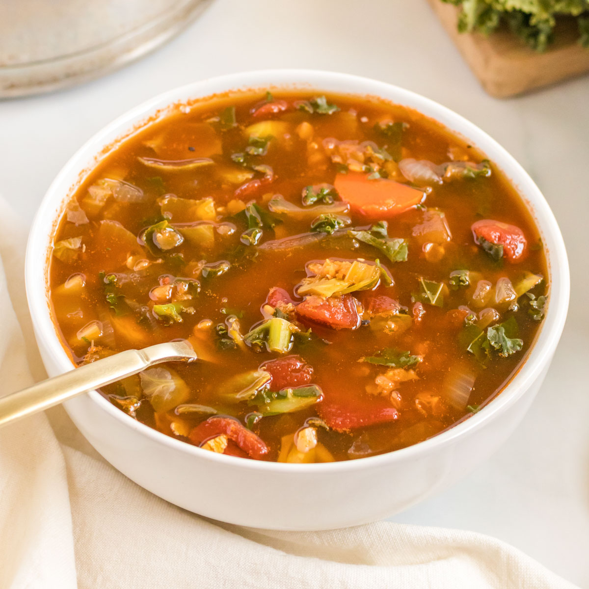 Vegan Kale Red Lentil Soup - Running on Real Food