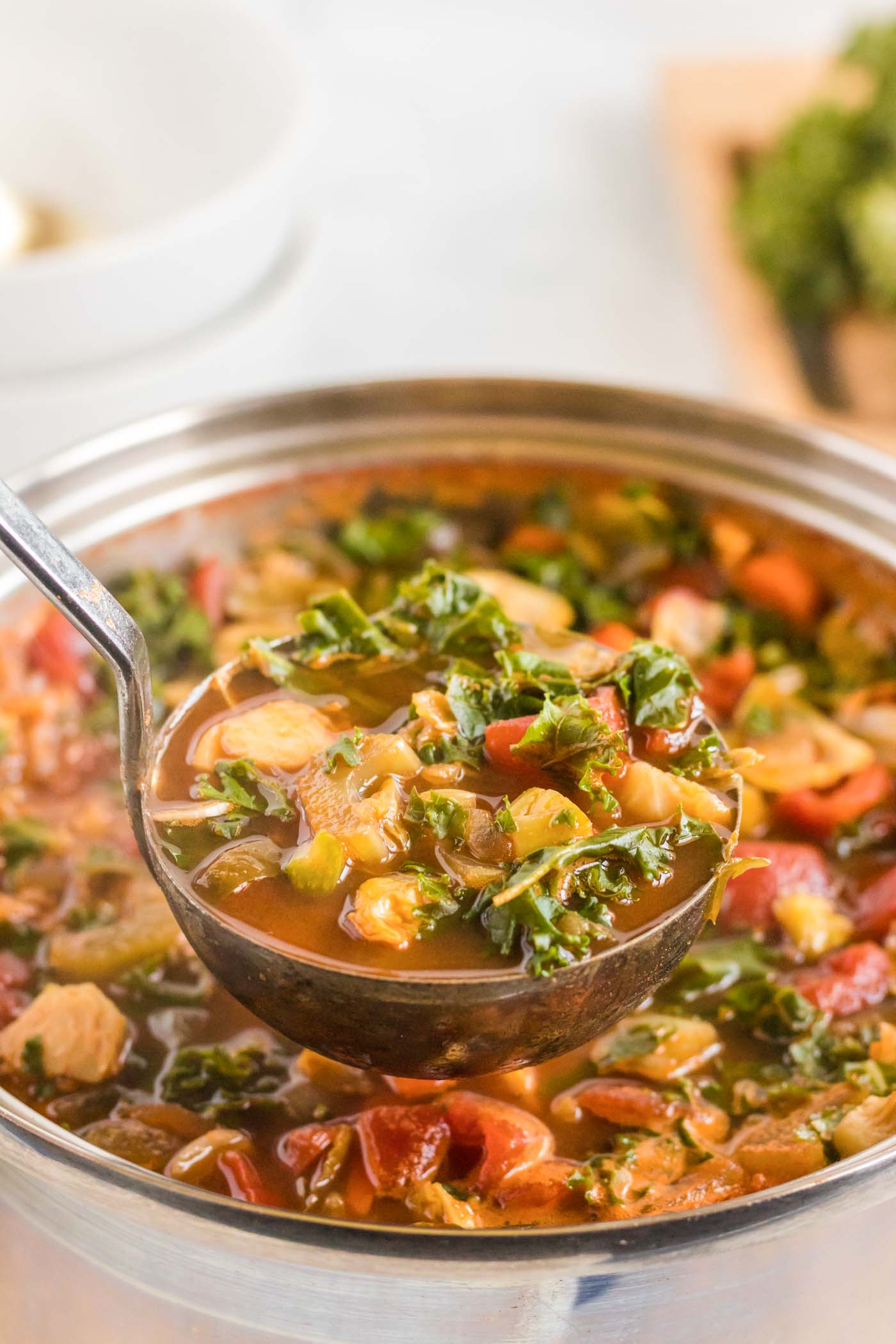 Vegan Kale Red Lentil Soup - Running on Real Food