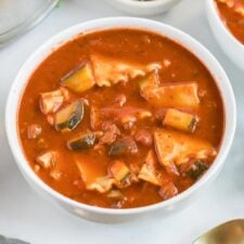 Bowl of lasagna soup.